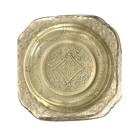 Vintage Amber Madrid Pattern Federal Glass 1930's Set of 2 Bread and Butter Plat - Picture 3 of 3